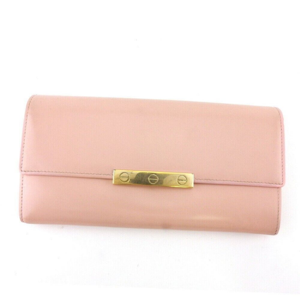Cartier Long Wallet Love Collection Pink Leather Authentic USED